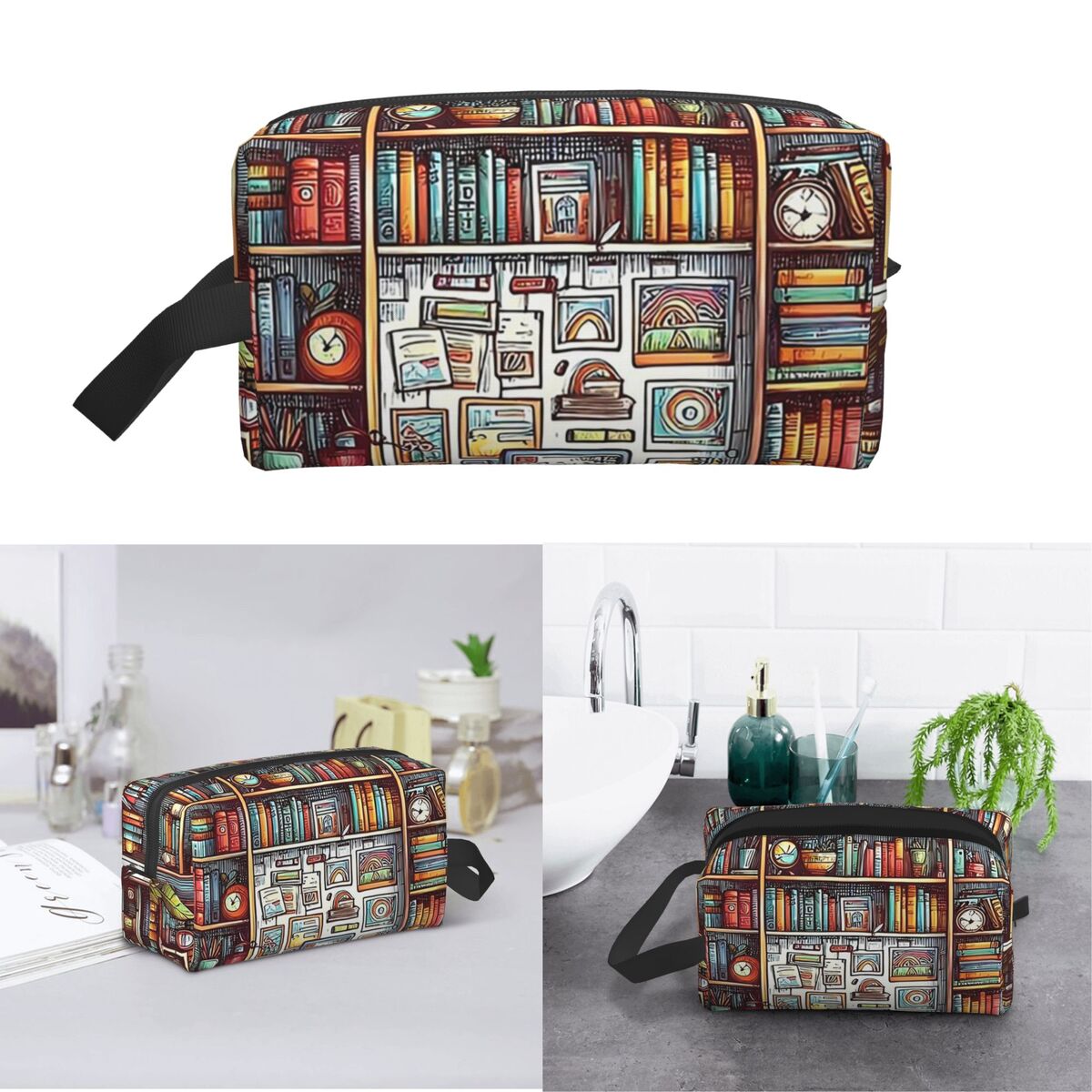 Beauty Book Makeup Kit - Cartoon Books Bookshelf Makeup Bag Cosmetic