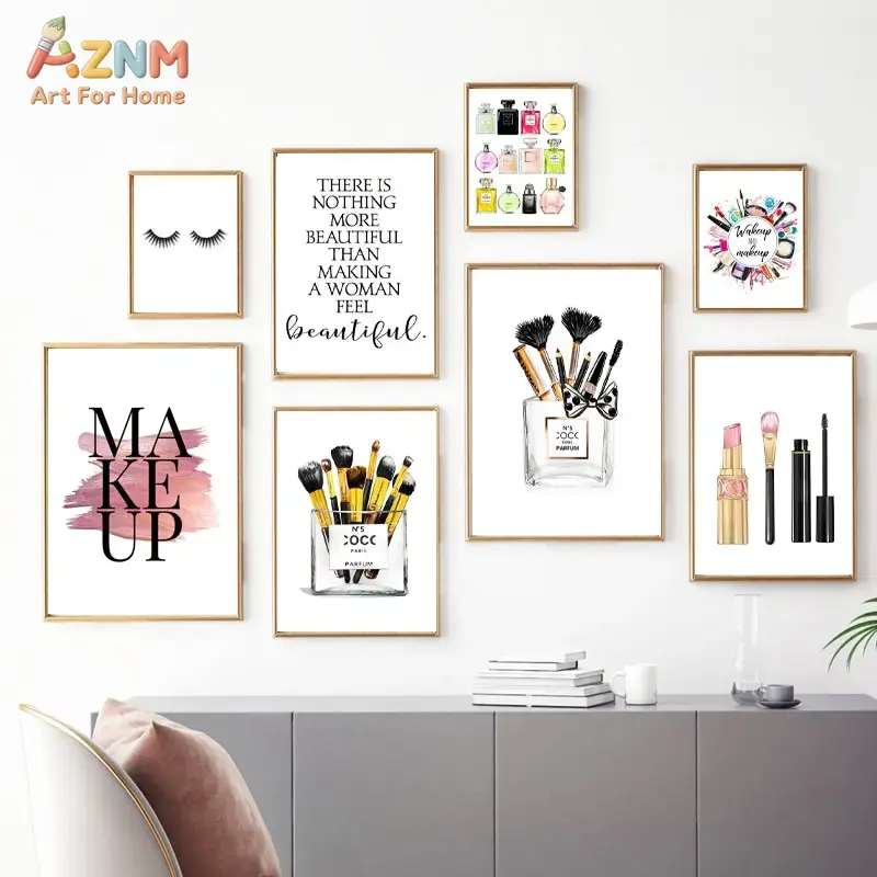 Makeup Is Beauty Quotes - AZNM Pink Fashion Makeup Canvas Wall
