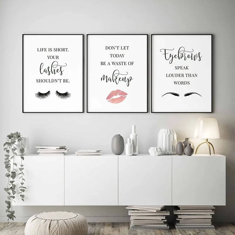 Makeup Is Beauty Quotes - Makeup Quotes Poster Eyelash Eyebrows Lipstick