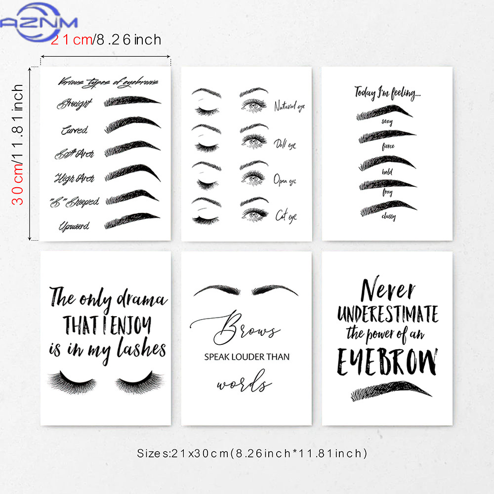 Makeup Is Beauty Quotes - Set of 6 Eyebrow and Eyelash