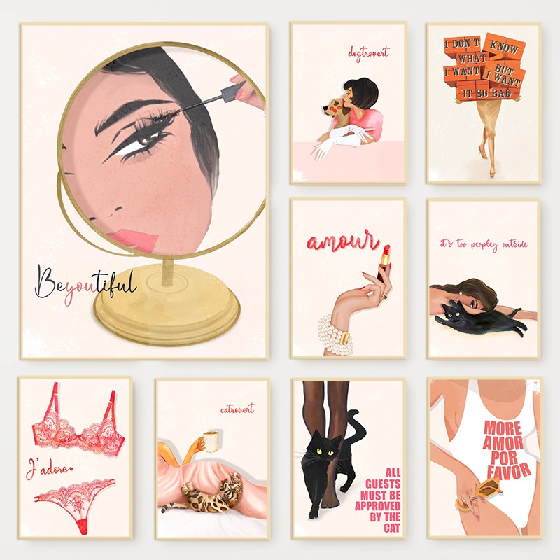 Makeup Is Beauty Quotes - Retro Glam Fashion Magazine Poster Pink