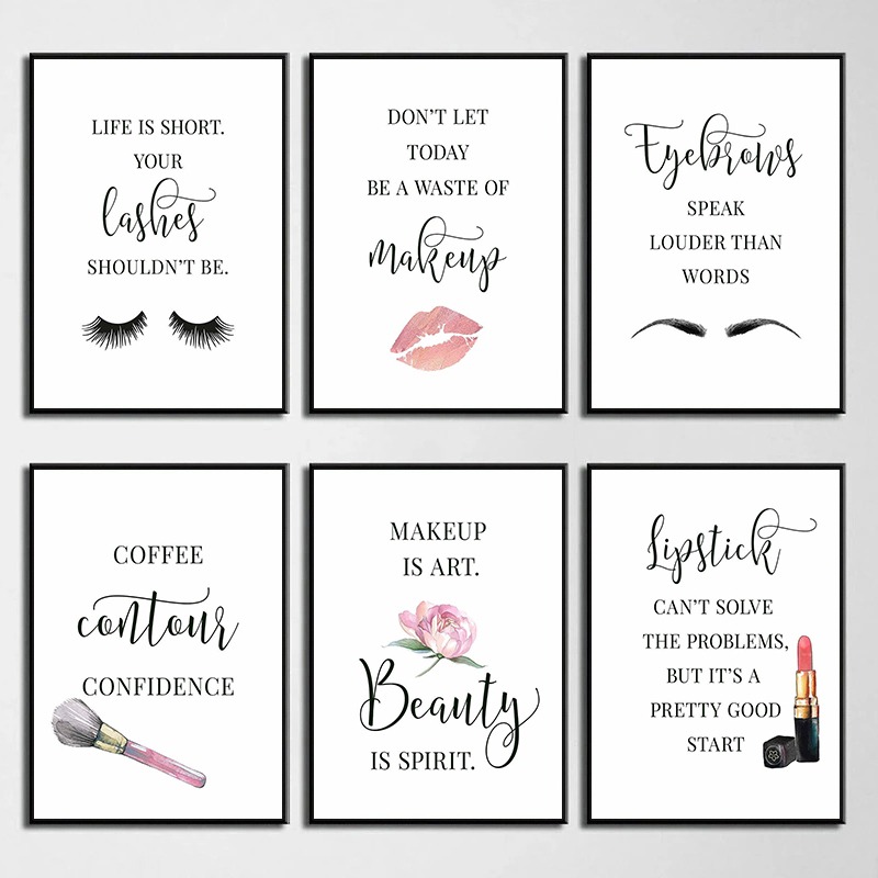 Makeup Is Beauty Quotes - Makeup Quotes Poster Eyelash Eyebrows Lipstick