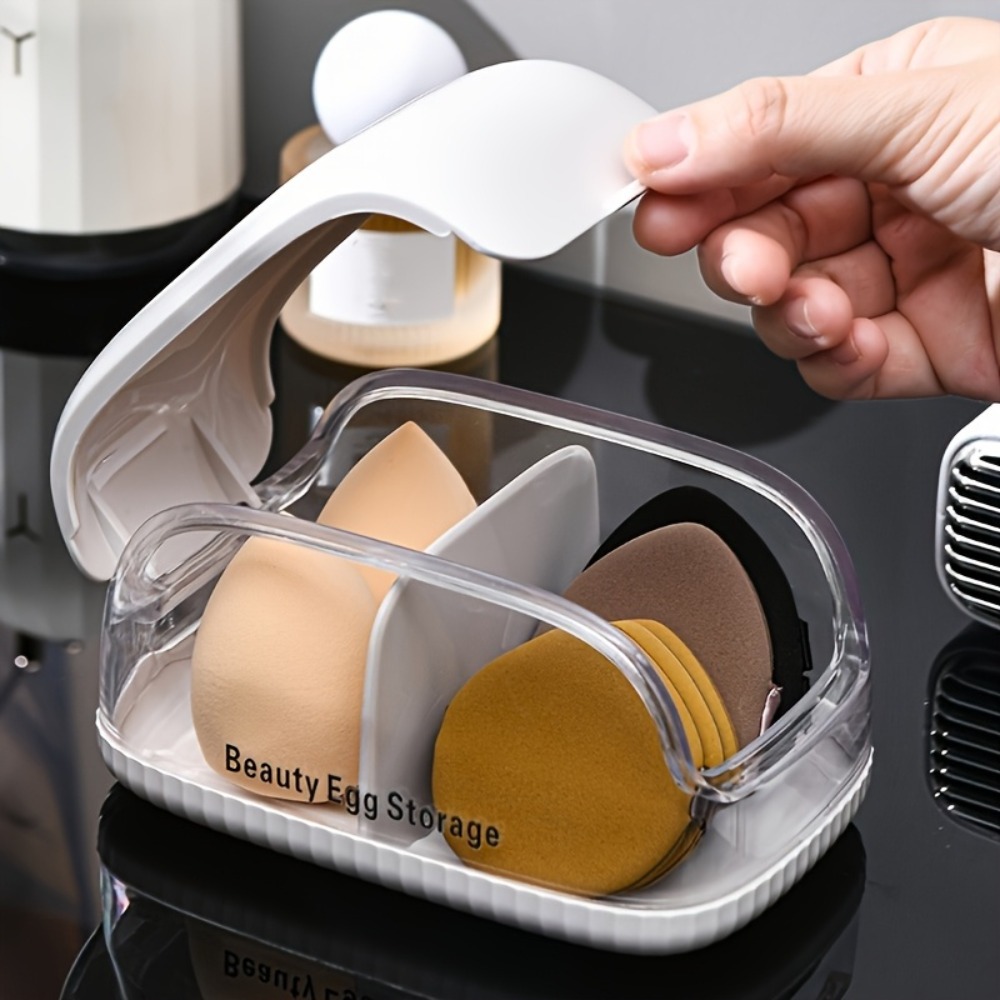 Beauty Makeup Organizer - Dual Compartment Beauty Sponge Storage Box